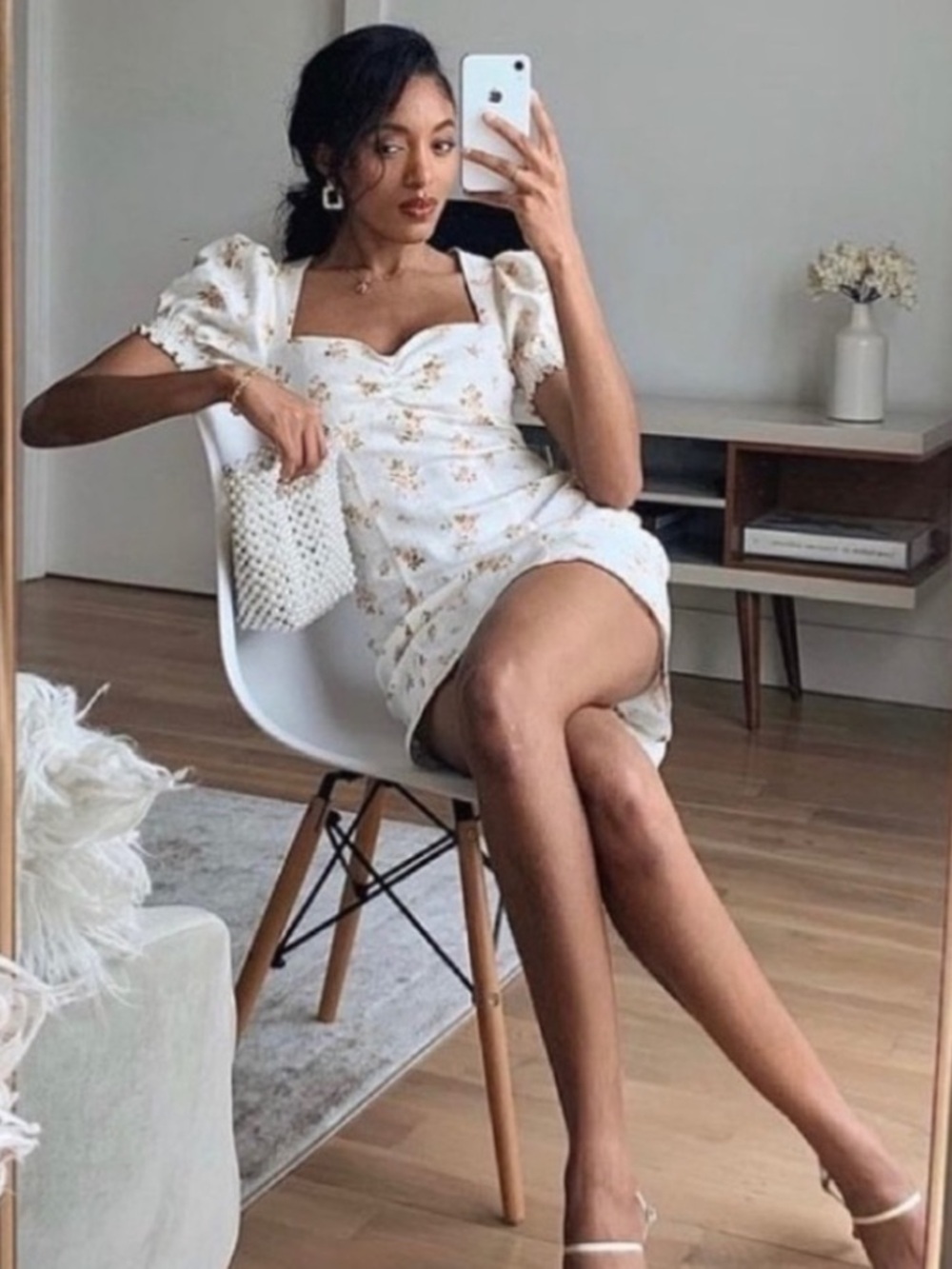 REFORMATION Gina Linen Mini Dress Mildred Floral Size 2 Cottagecore Puff Sleeve - Picture 4 of 13